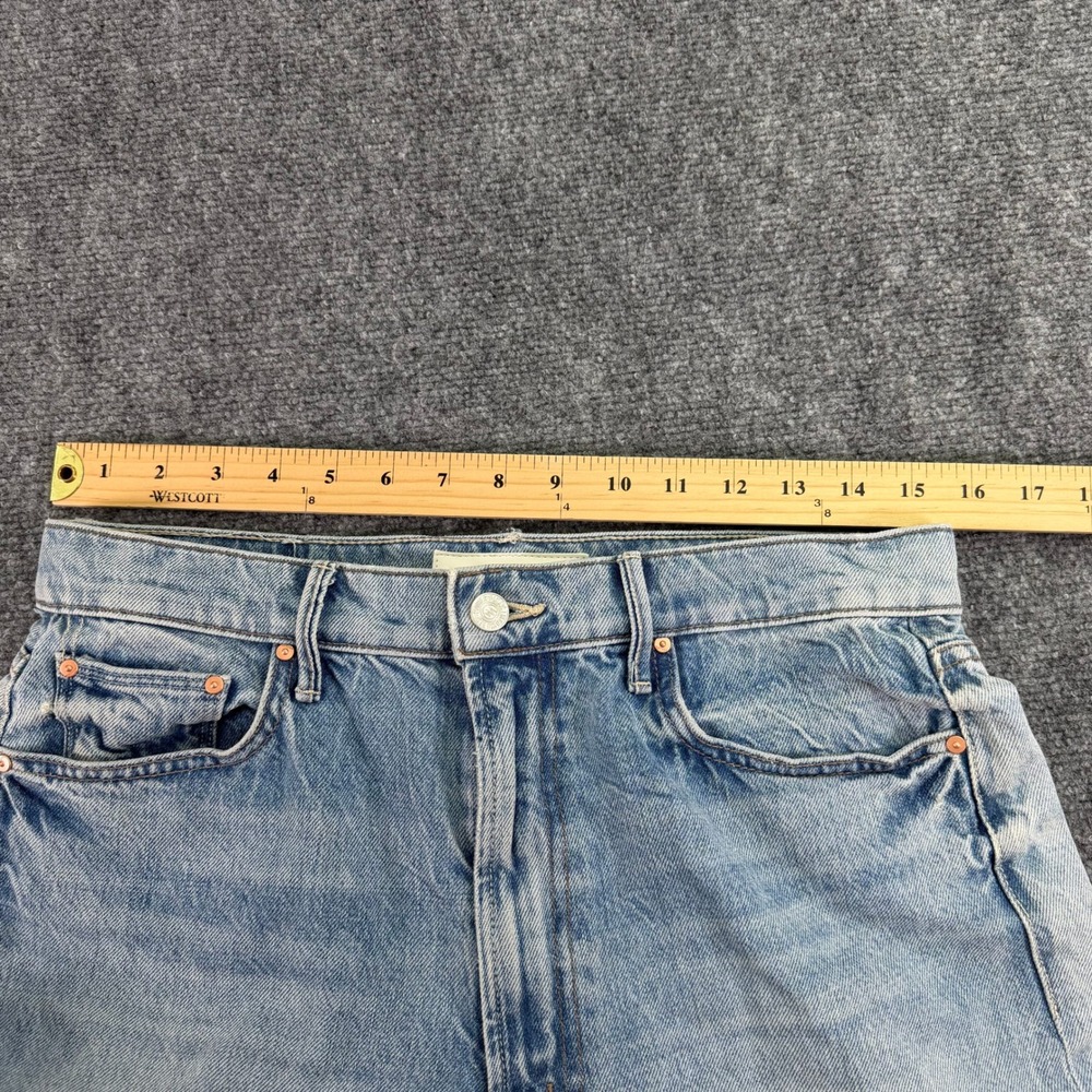 MOTHER Light Blue Denim Wide-Leg Jeans with Pink & Red Floral Panels - Picture 7 of 16